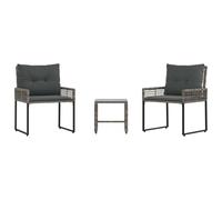vidaXL Juego de Muebles de Exterior con cojín 3 pcs Gris, Conjunto Moderno para Exterior, Muebles rústicos, cómodo Lounge, Elegante Comedor, Ensemble versátil