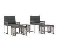 vidaXL Juego de Muebles de Exterior con cojín 5 pcs Gris, Conjunto Moderno para Exterior, Muebles rústicos, cómodo Lounge, Elegante Comedor, Ensemble versátil