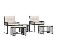 vidaXL Juego de Muebles de Exterior con cojín 5 pcs Negro y, Conjunto Moderno para Exterior, Muebles rústicos, cómodo Lounge, Elegante Comedor, Ensemble versátil