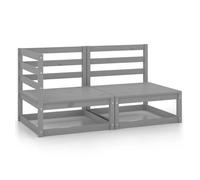 Vidaxl juego de muebles de jardín 2 piezas gris madera maciza de pino