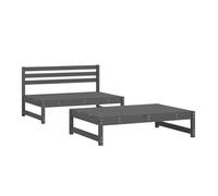 Vidaxl juego de muebles de jardín 2 piezas madera maciza de pino gris
