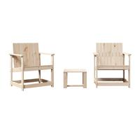 vidaXL Juego de Muebles de Jardín 3 pzas, Mesa Sillas con Respaldos, Sofás Modulares, Asientos para Patio Porche Césped, Madera Maciza de Pino