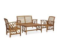 vidaXL Juego de Muebles de Jardín 4 Piezas Mobiliario Exterior Hogar Cocina Terraza Mesa Silla Asiento Suave con Respaldo Madera Maciza de Acacia