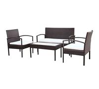 vidaXL Juego de Muebles de Jardín 4 Piezas Sillas y Mesita de Patio Sofá de Exterior Terraza Porche Poli Ratán Sintético Marrón Material Tipo Mimbre
