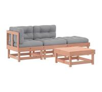vidaXL Juego de Muebles de Jardín 4 pzas, Mesas Sillas con Cojines, Sofás Tumbonas de Descanso, Sillones para Patio Terraza, Madera Abeto Douglas