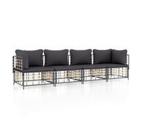 Vidaxl juego de muebles de jardín 4 pzas y cojines ratán pe antracita