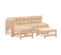 vidaXL Juego de Muebles de jardín 5 Piezas y Cojines Madera Maciza, Muebles de jardín, Juego de Muebles de Patio, sofás de jardín