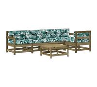 vidaXL Juego de Muebles de Jardín 6 pzas, Mesas Sillas con Cojines, Sofás Tumbonas de Descanso, Sillones para Patio Terraza, Madera Pino Impregnada