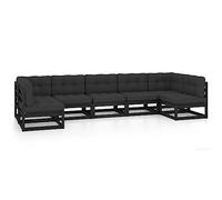 vidaXL Juego de Muebles de Jardín 7 Piezas y Cojines Mobiliario Exterior Patio Terraza Hogar Sofá Silla Mesa Asiento Suave Robusto Madera Pino Maciza