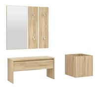 vidaXL Juego de Muebles de Recibidor Pasillo Entrada Vestíbulo Espacio Almacenamiento Bancos Adornos Madera Contrachapada Color Roble