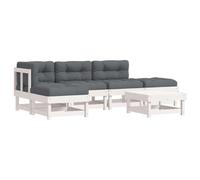 vidaXL Juego de Muebles jardín 6 Piezas y Cojines Madera Maciza Blanco, Muebles de jardín, Juego de Muebles de Patio, sofás de jardín
