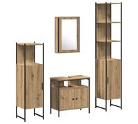 vidaXL Conjunto de Muebles de Baño de 4 Piezas de de Madera Elaborada de Roble Artesanal