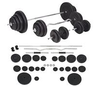 vidaXL Juego de Pesas 120kg Barra y Mancuernas Fitness y Musculación Gimnasio