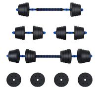 vidaXL Juego de pesas 2 en 1 de 40 kg negro y azul, equipo de gimnasio en casa, mancuernas ajustables, entrenamiento de fuerza en forma compacta, para una actividad aún mejor