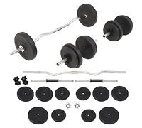 vidaXL Juego de Pesas 30kg Barra y Mancuernas Fitness Musculación Gimnasio Gym, 91400