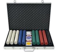 vidaXL Juego de Póker con Maletín con 1000 Fichas Aluminio Set de Jugar Póquer