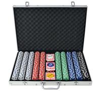 vidaXL Juego de Póker con Maletín con 1000 Fichas Aluminio Set de Jugar Póquer