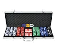 vidaXL Juego de Póker con Maletín con 500 Fichas Aluminio Set de Jugar Póquer