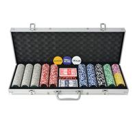 vidaXL Juego de Póker con Maletín y 500 Fichas Láser Aluminio Set de Póquer