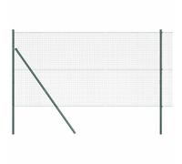 vidaXL Juego de Postes de Cerca Verde con Rollo de Malla 10 X 1 m Diseño Duradero de Metal Industrial para Instalación de Cercado Exterior Solución de Jardín Acabado Mate Seguro