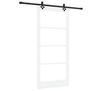 vidaXL Juego de Puerta Corredera "Orkdal" Madera Sólida Blanca y Cristal con Hardware Completo para Uso Interior 93X202 cm Diseño Moderno Vestíbulos Pasillos Interior Contemporáneo Hogar Vestíbulo P