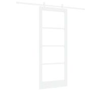 vidaXL Juego de Puertas Correderas 'Orkdal'Blanca de Madera Maciza de Pino y Cristal de Seguridad con Hardware Completo para Uso Interior 83X202 cm Diseño Moderno Salones Dormitorios Panel Interior