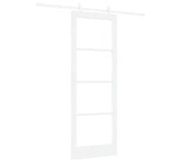 vidaXL Juego de Puertas Deslizantes 'Orkdal'Blanca de Madera Maciza de Pino y Vidrio con Hardware Completo para Uso Interior 78X211 cm Diseño Moderno Entradas Diversas Habitaciones Entrada Ajustable