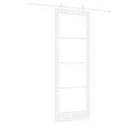 vidaXL Juego de Puertas Deslizantes 'Orkdal'Blanca de Madera Maciza de Pino y Vidrio con Hardware Completo para Uso Interior 78X211 cm Diseño Moderno Entradas Diversas Habitaciones Entrada Ajustable