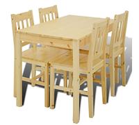vidaXL Mesa de comedor y 4 sillasde madera color natural