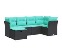 vidaXL Juego de salón con cojines 6 piezas ratán artificial negro