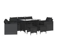 vidaXL Juego de salón de 6 piezas con cojines poli rattan negro
