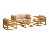 vidaXL Juego de salón de jardín Modular de 5 Piezas Natural