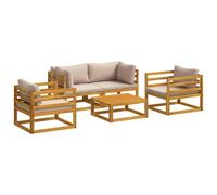 vidaXL Juego de salón de jardín Modular de 5 Piezas Natural