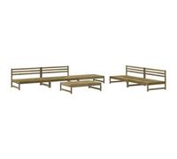 vidaXL Juego de salón modular de jardín, para exteriores, madera de pino impregnada, aspecto rústico, respaldo cómodo, configurable, perfecto para patio o terraza