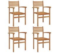 vidaXL Juego de Sillas de Comedor Exterior de 4 Sillas de Madera de Teca Sólida con Acabado Mate Rústico - Tamaño 55.5 x 90 cm. Muebles Duraderos para la Terraza o el Jardín, Fresco