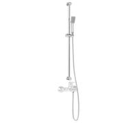 vidaXL - Juego de sistema de ducha (100 cm, acero inoxidable, ajustable, estilo cuadrado, fácil de limpiar, resistente a la corrosión, para baño moderno