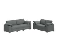 vidaXL Juego de sofás 2 Piezas con Cojines Tela Gris Oscuro