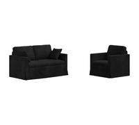 vidaXL Juego de Sofá 2 pcs Negro 138 x 78 x 80 cm Terciopelo, Sofá seccional Moderno, ergonómico, con Tela Duradera, Ideal para tu Sala de Estar con Estilo