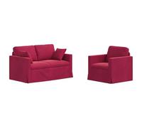 vidaXL Sofá 2 pcs Rojo Vino