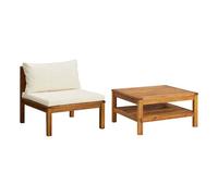 Vidaxl juego de sofá 2 pzas con cojines blanco crema madera de acacia