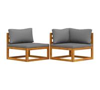 vidaXL Juego de Sofá 2 Pieza con Cojines Asiento Mobiliario Mueble Salón Sala de Estar Seccional Jardín Patio Exterior Gris Oscuro Madera de Acacia