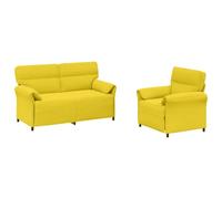 vidaXL Juego de Sofá 2 uds. Amarillo Claro Tela