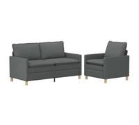 vidaXL Juego de Sofá 2 uds. Gris Oscuro Tela