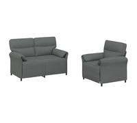 vidaXL Juego de Sofá 2 uds. Gris Oscuro Tela