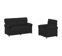 vidaXL Juego de Sofá 2 uds. Negro Tela