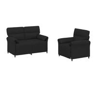 vidaXL Juego de Sofá 2 uds. Negro Tela