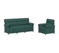 vidaXL Juego de Sofá 2 uds. Verde Oscuro Tela