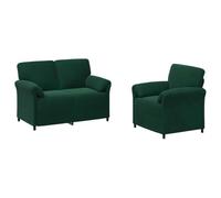 vidaXL Juego de Sofá 2 uds. Verde Oscuro Terciopelo