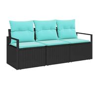 vidaXL Juego de Sofá 3 pcs Negro ratán sintético, Juego de Sofás de Jardín, Rectangular, Diseño Moderno, Materiales Resistentes al UV, Muebles Modular Ligeros