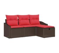 vidaXL Juego de Sofá 4 uds. Marrón Poliratán